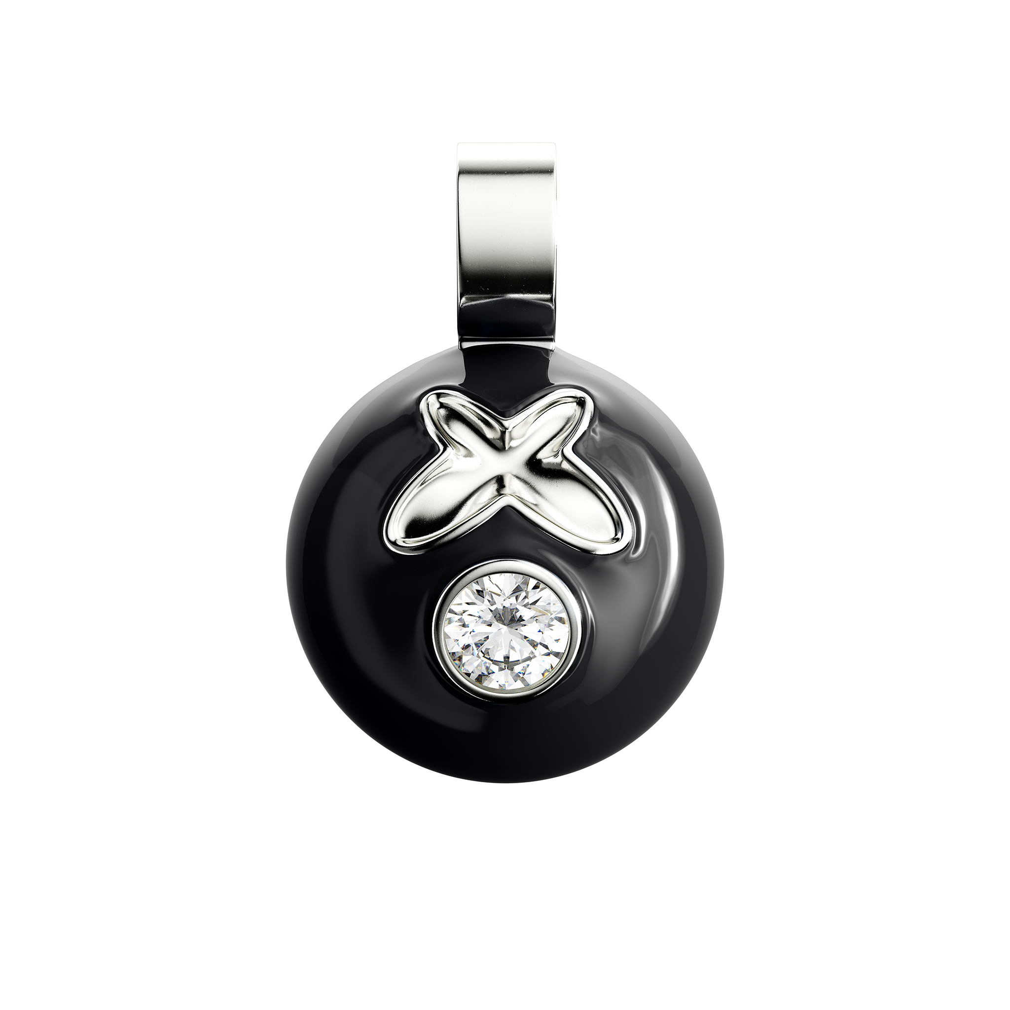 A detail of Sphere Head Pendant in Black